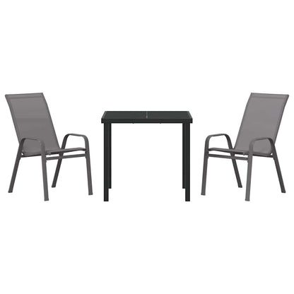 Set da Pranzo per Giardino 3 pcs Grigio e Nero | homemem39