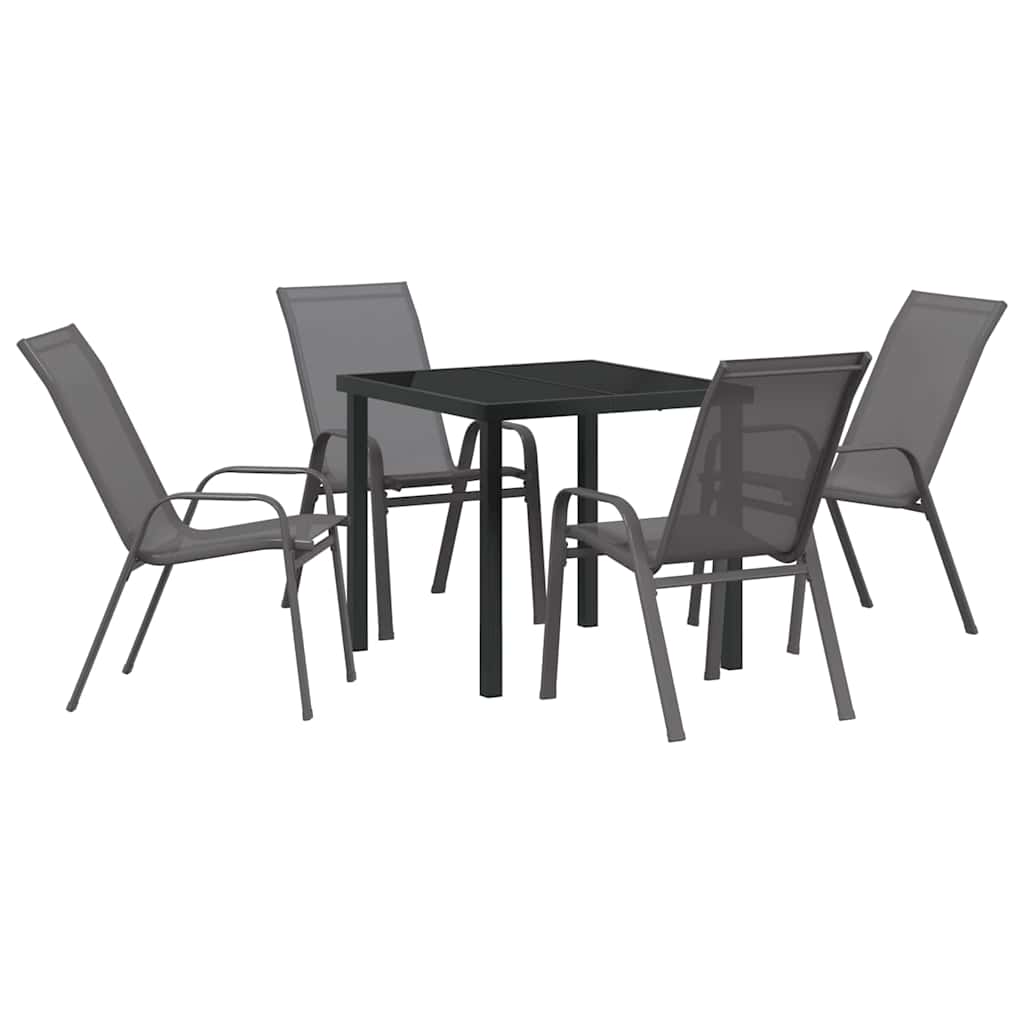 Set da Pranzo per Giardino 5 pcs Grigio e Nero | homemem39