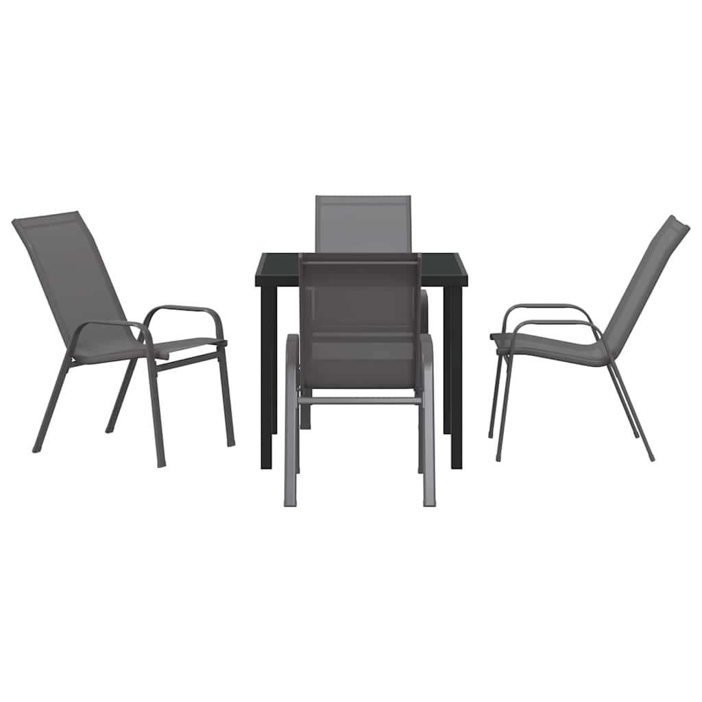 Set da Pranzo per Giardino 5 pcs Grigio e Nero | homemem39