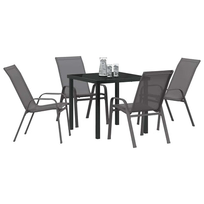 Set da Pranzo per Giardino 5 pcs Grigio e Nero | homemem39