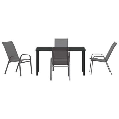 Set da Pranzo per Giardino 5 pcs Grigio e Nero | homemem39