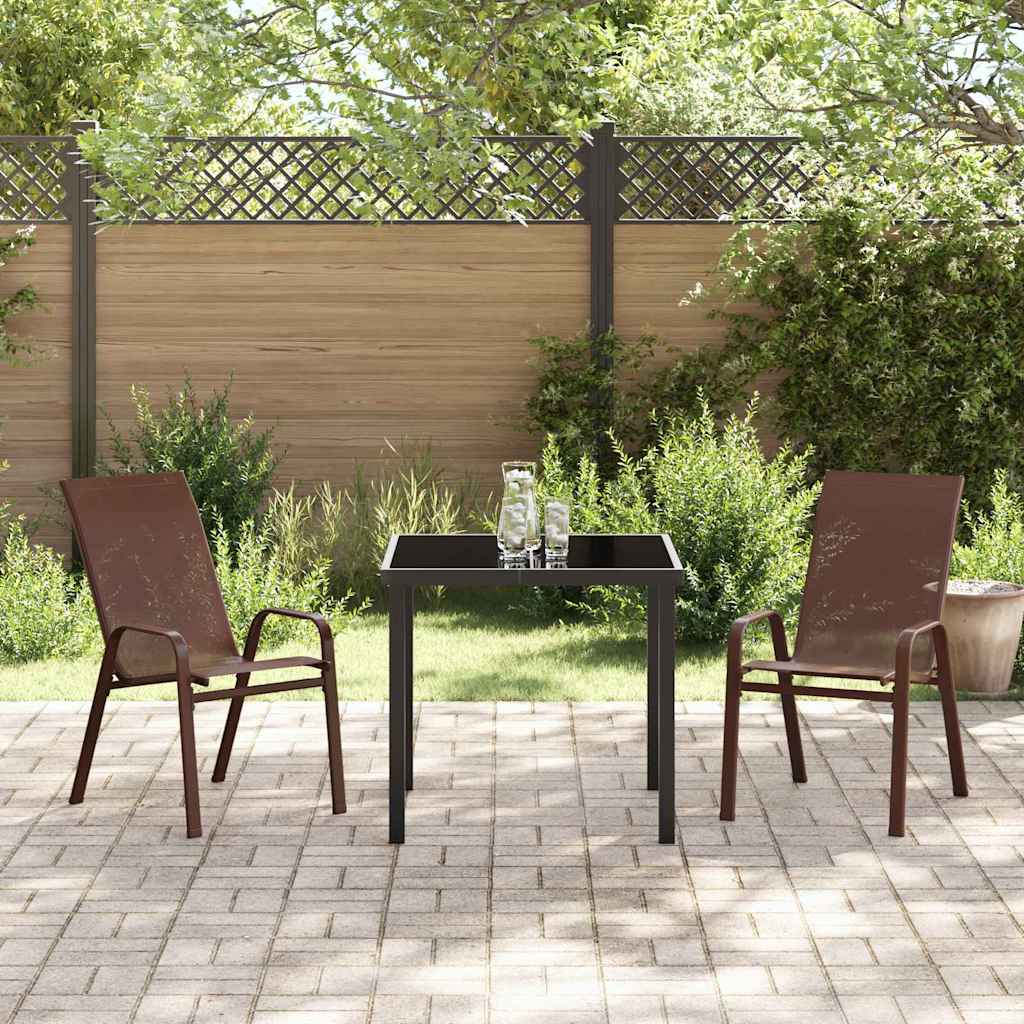 Set da Pranzo per Giardino 3 pcs Marrone Textilene e acciaio - homemem39