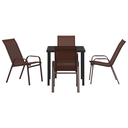 Set da Pranzo per Giardino 5 pcs Marrone Textilene e acciaio - homemem39