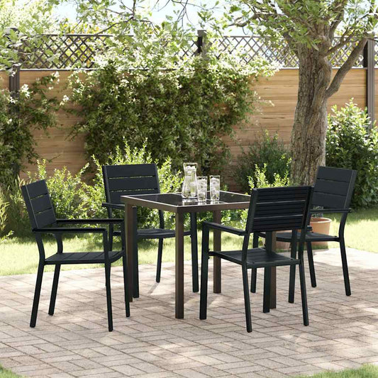 Set da Pranzo per Giardino 5 pcs Nero HDPE - homemem39