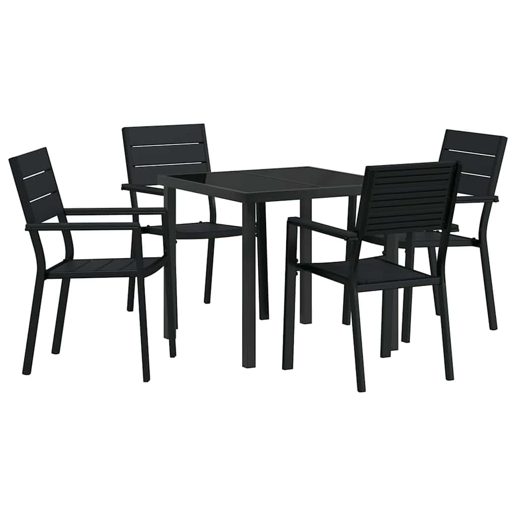 Set da Pranzo per Giardino 5 pcs Nero HDPE - homemem39