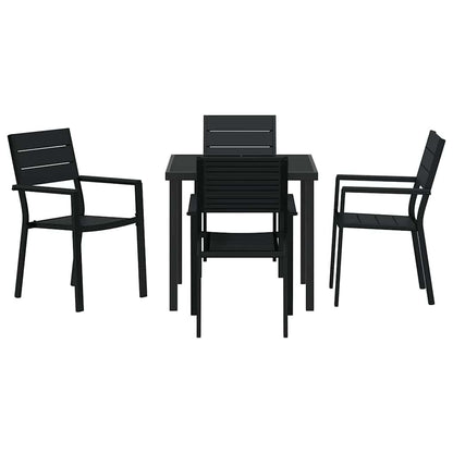 Set da Pranzo per Giardino 5 pcs Nero HDPE - homemem39
