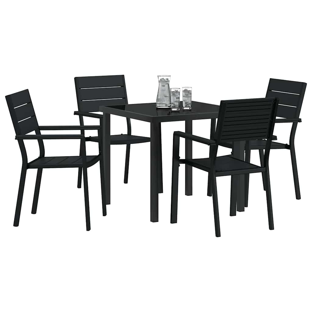 Set da Pranzo per Giardino 5 pcs Nero HDPE - homemem39