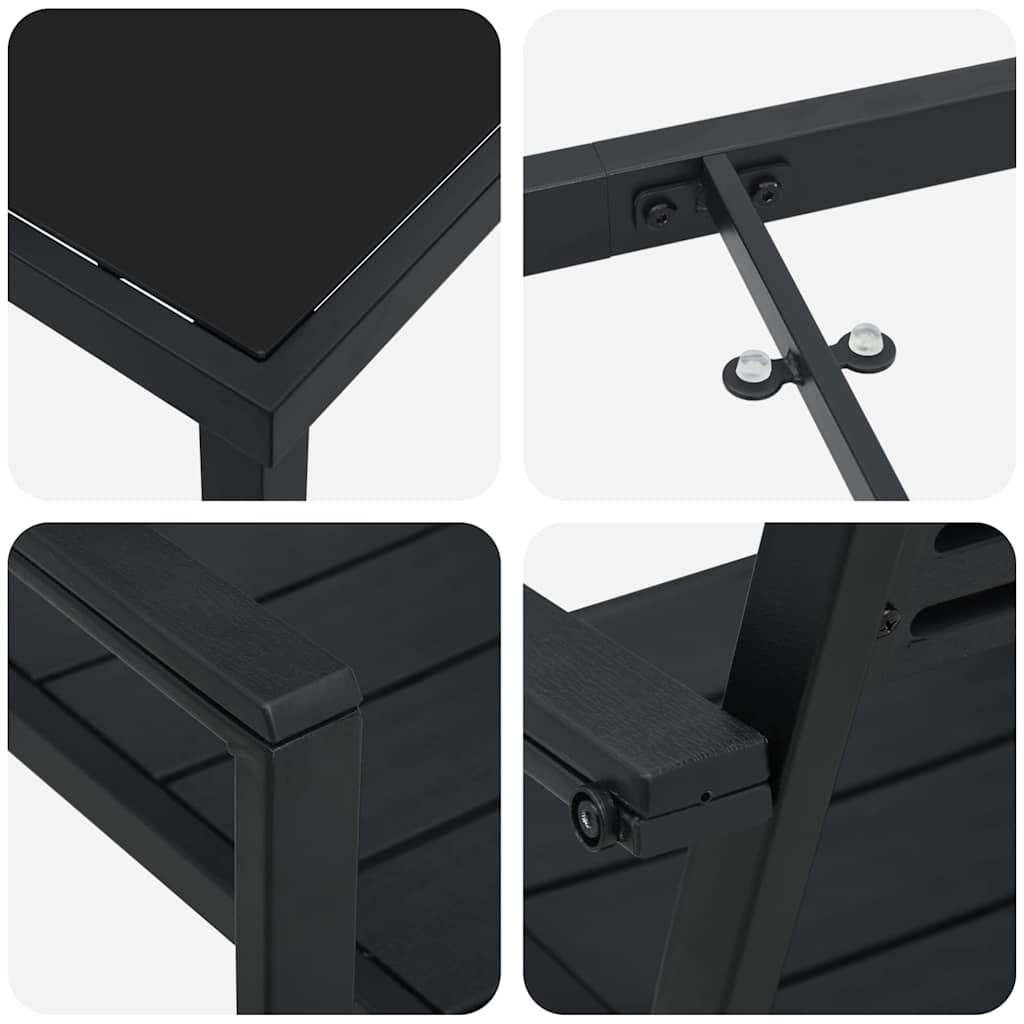 Set da Pranzo per Giardino 5 pcs Nero HDPE - homemem39