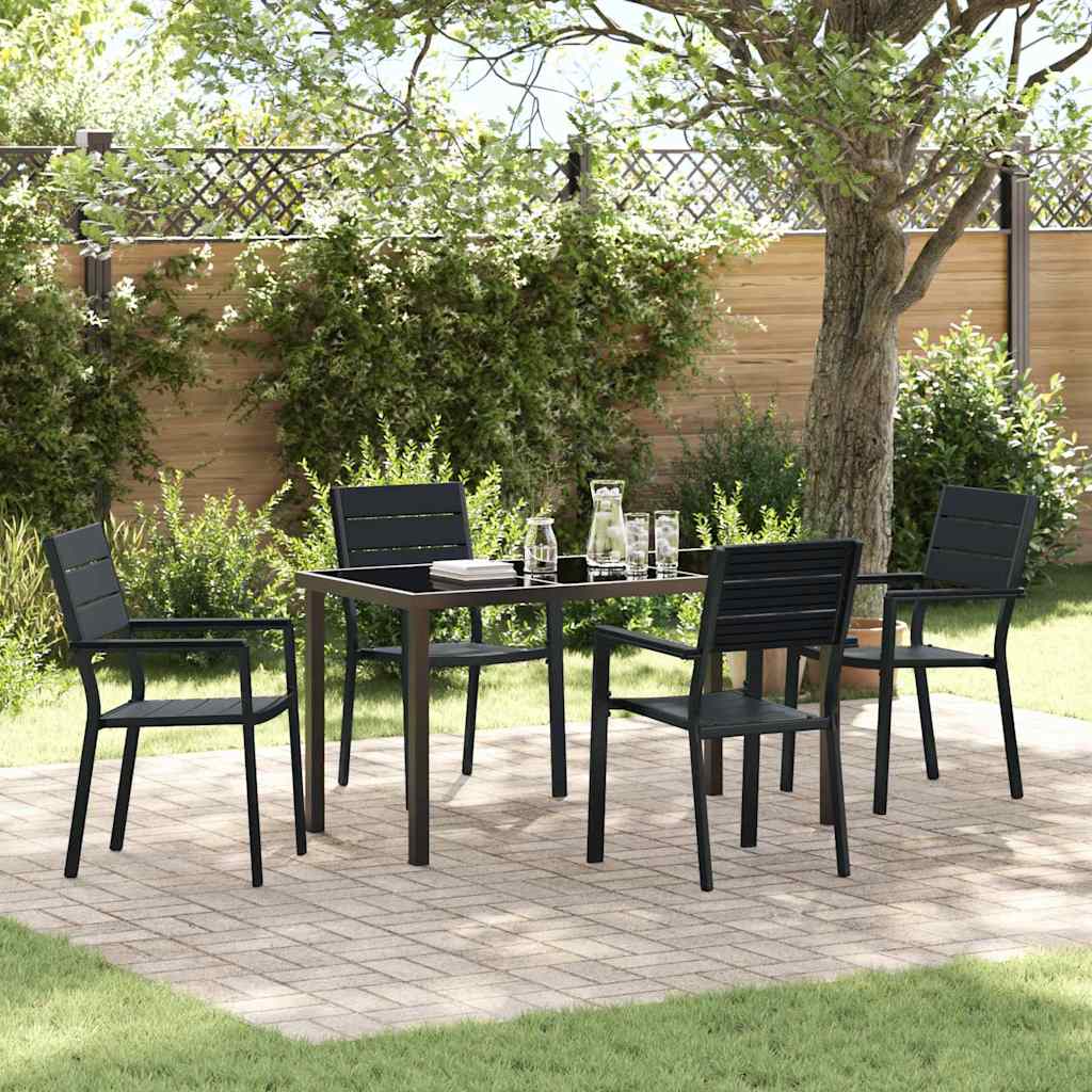 Set da Pranzo per Giardino 5 pcs Nero HDPE - homemem39