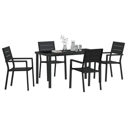 Set da Pranzo per Giardino 5 pcs Nero HDPE - homemem39
