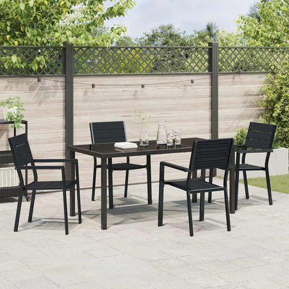 Set da Pranzo per Giardino 5 pcs Nero HDPE - homemem39