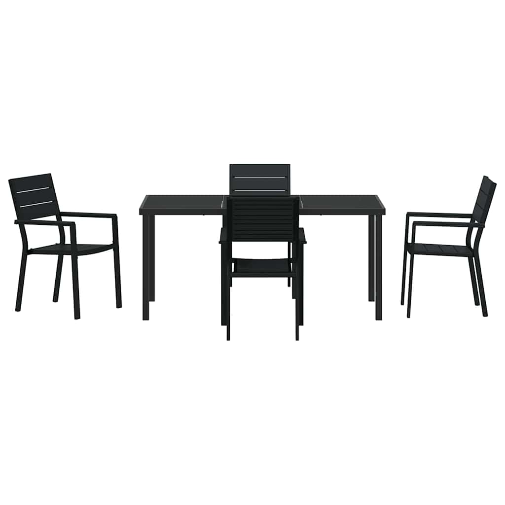 Set da Pranzo per Giardino 5 pcs Nero HDPE - homemem39