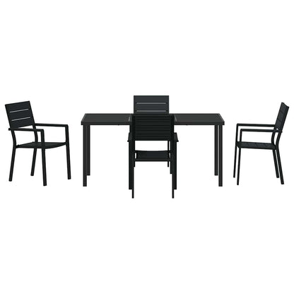 Set da Pranzo per Giardino 5 pcs Nero HDPE - homemem39