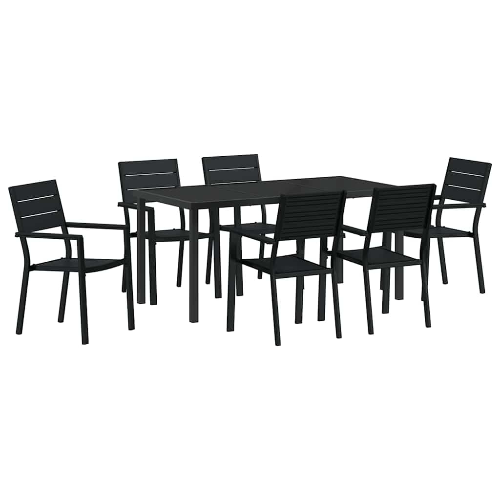 Set da Pranzo per Giardino 7 pcs Nero | homemem39