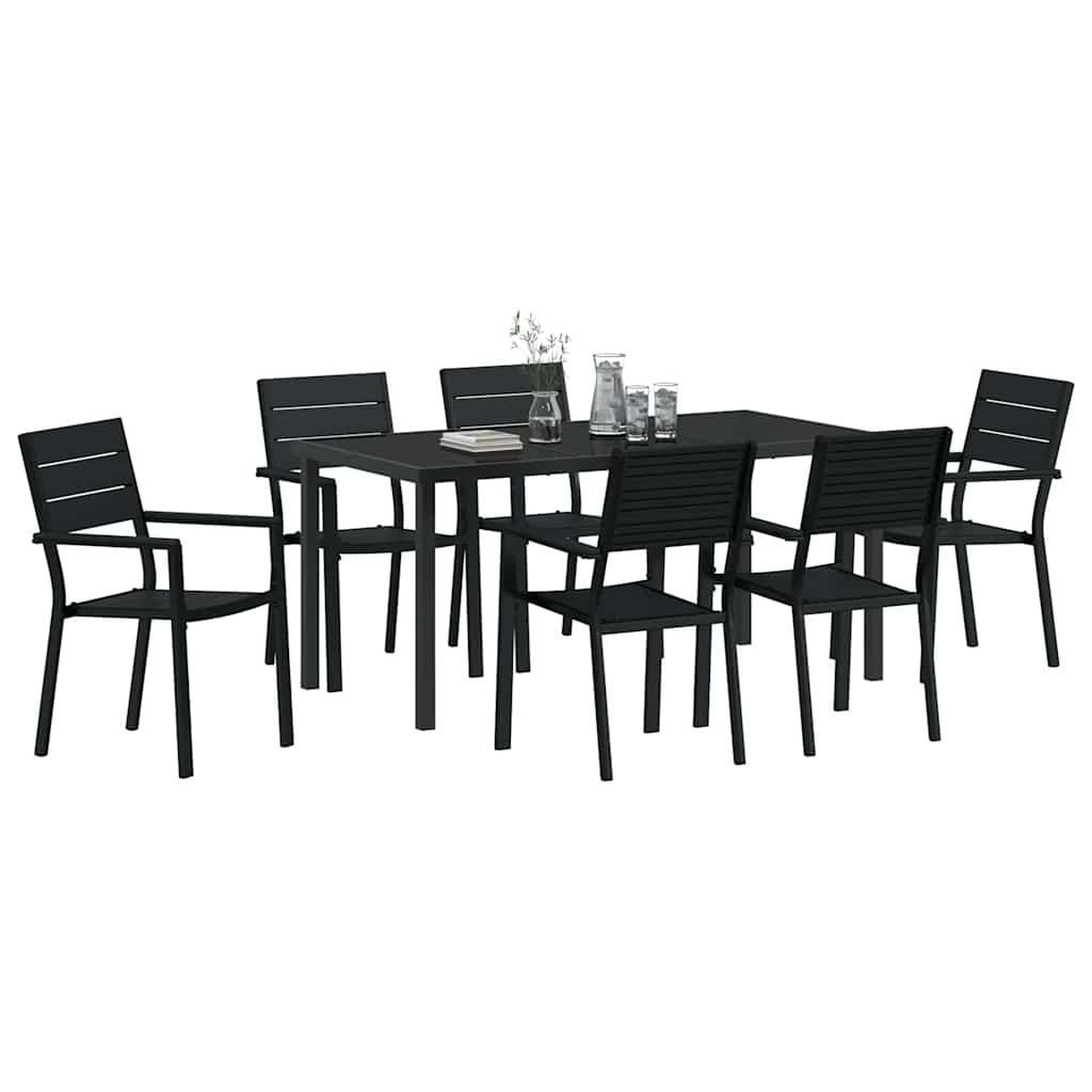 Set da Pranzo per Giardino 7 pcs Nero | homemem39