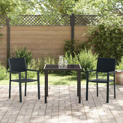 Set da Pranzo per Giardino 3 pcs Nero Poly Rattan - homemem39