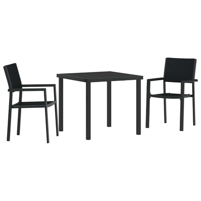 Set da Pranzo per Giardino 3 pcs Nero Poly Rattan - homemem39