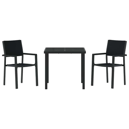Set da Pranzo per Giardino 3 pcs Nero Poly Rattan - homemem39