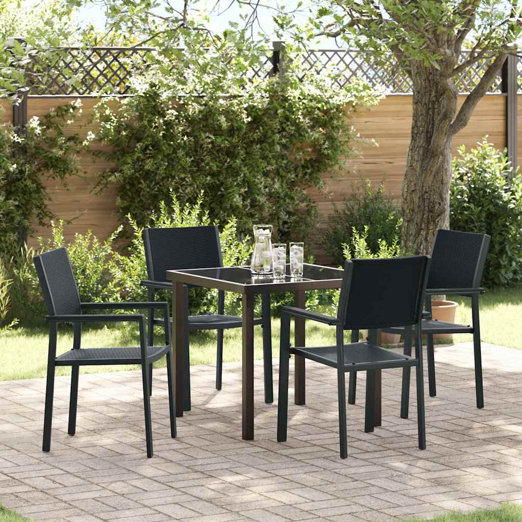 Set da Pranzo per Giardino 5 pcs Nero Poly Rattan - homemem39