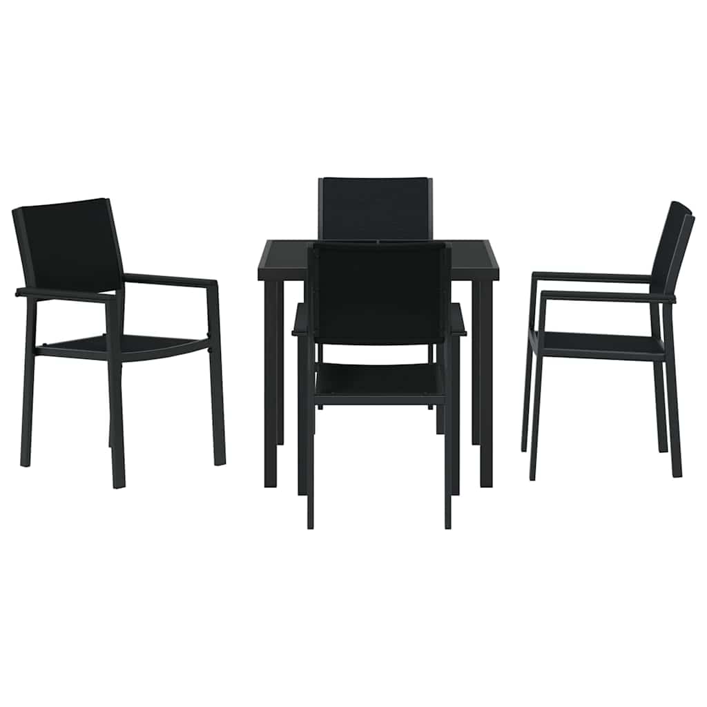 Set da Pranzo per Giardino 5 pcs Nero Poly Rattan - homemem39