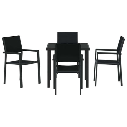 Set da Pranzo per Giardino 5 pcs Nero Poly Rattan - homemem39