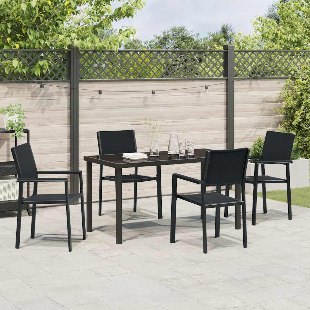 Set da Pranzo per Giardino 5 pcs Nero Poly Rattan - homemem39