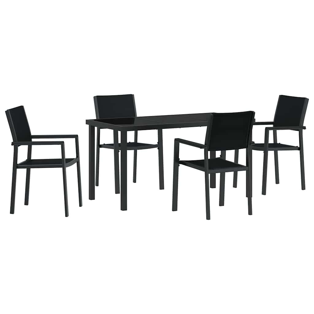 Set da Pranzo per Giardino 5 pcs Nero Poly Rattan - homemem39