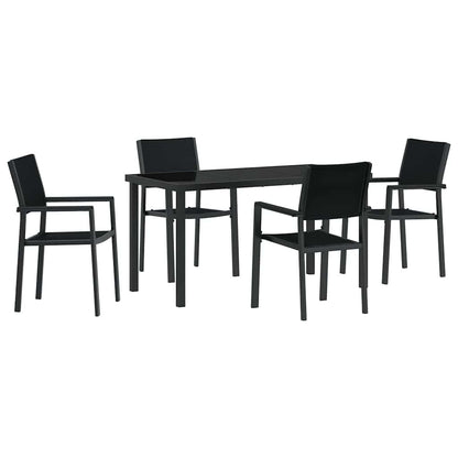 Set da Pranzo per Giardino 5 pcs Nero Poly Rattan - homemem39