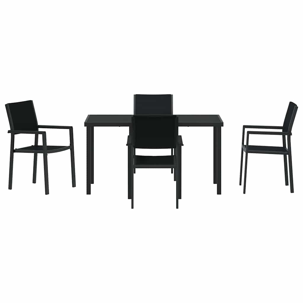 Set da Pranzo per Giardino 5 pcs Nero Poly Rattan - homemem39