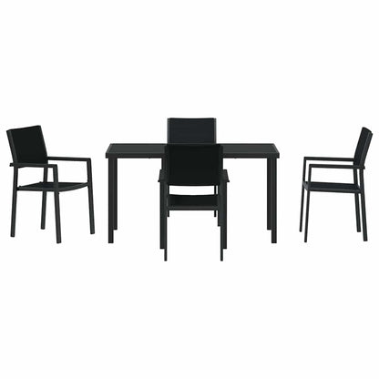 Set da Pranzo per Giardino 5 pcs Nero Poly Rattan - homemem39