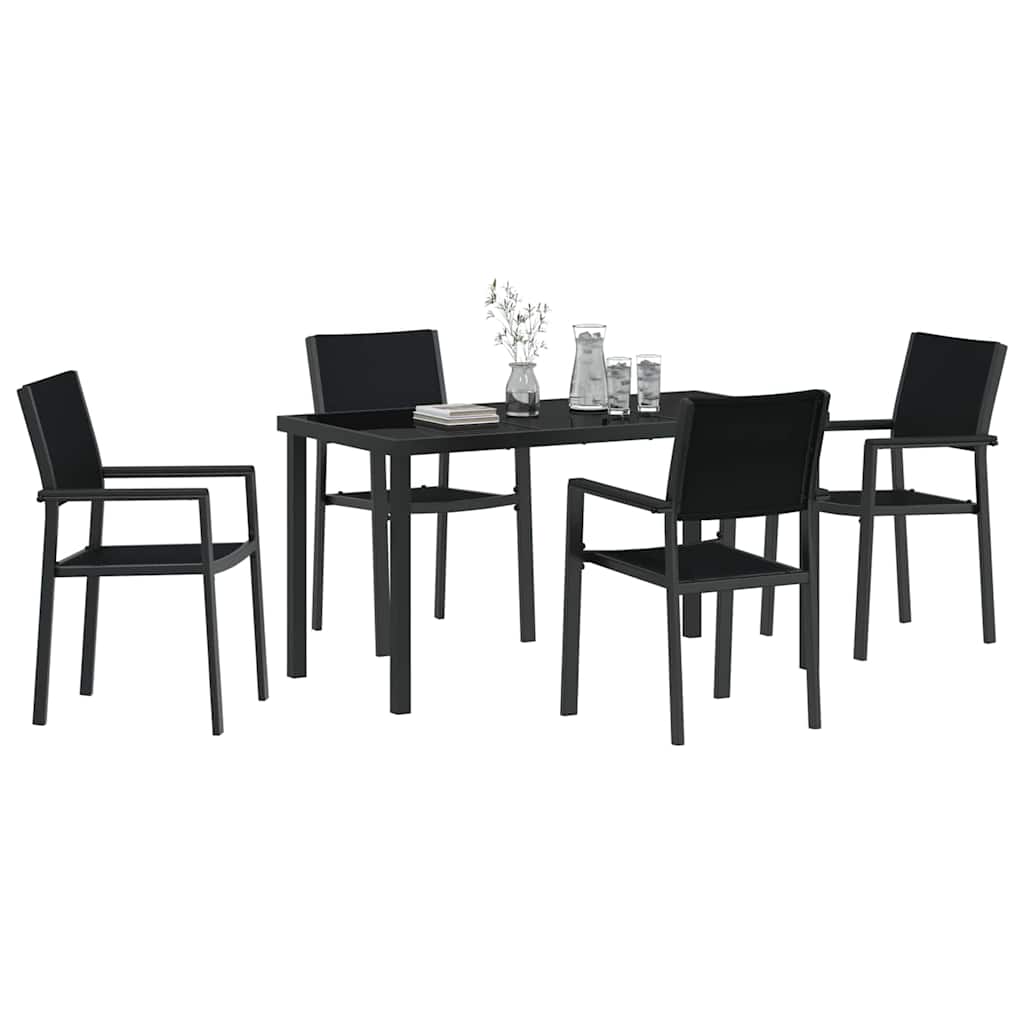 Set da Pranzo per Giardino 5 pcs Nero Poly Rattan - homemem39