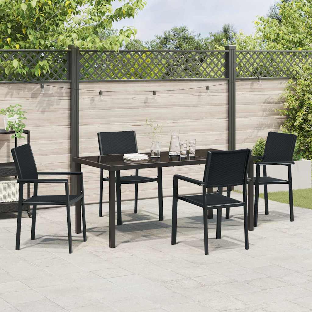 Set da Pranzo per Giardino 5 pcs Nero Poly Rattan - homemem39