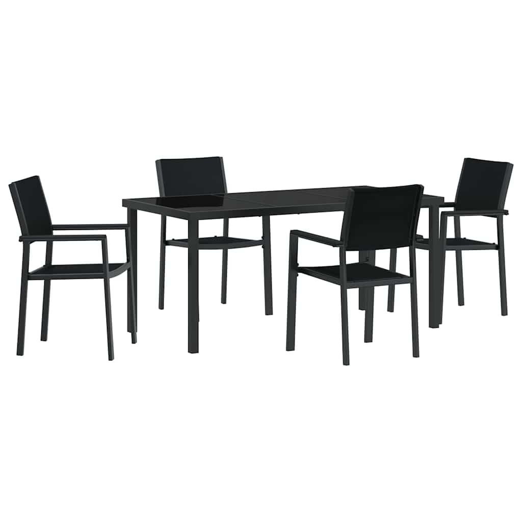 Set da Pranzo per Giardino 5 pcs Nero Poly Rattan - homemem39