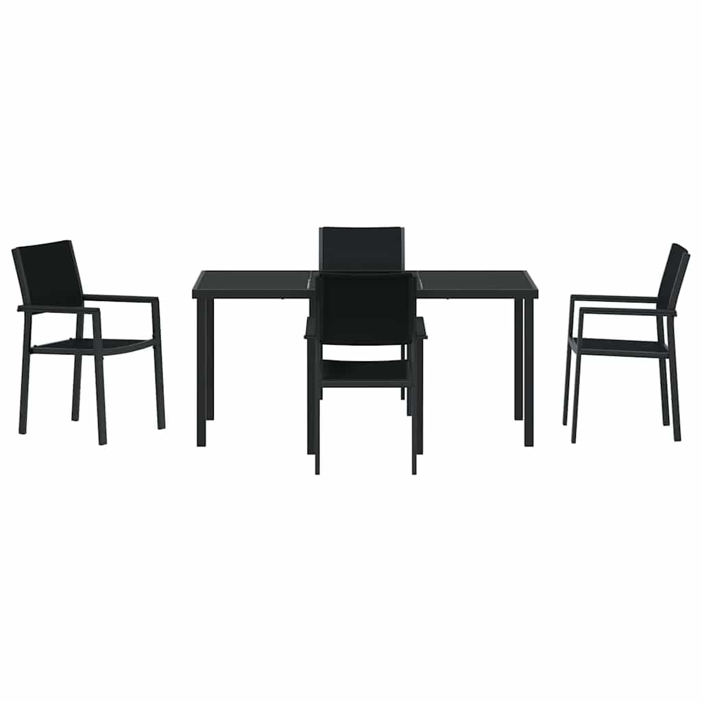 Set da Pranzo per Giardino 5 pcs Nero Poly Rattan - homemem39