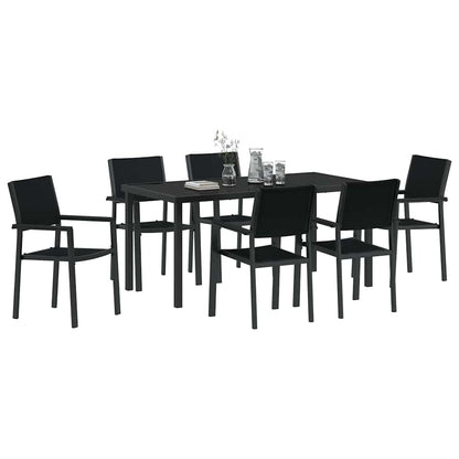 Set da Pranzo per Giardino 7 pcs Nero Poly Rattan - homemem39
