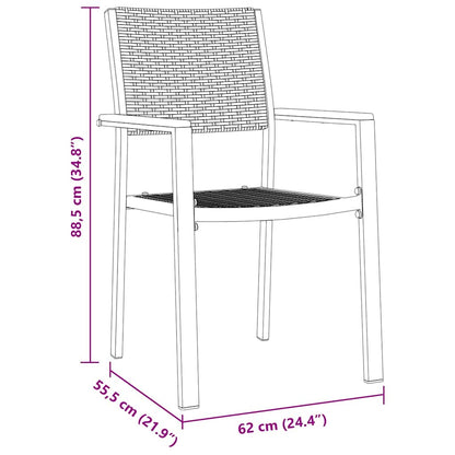 Set da Pranzo per Giardino 7 pcs Nero Poly Rattan - homemem39