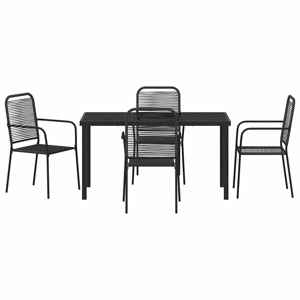 Set da Pranzo per Giardino 5 pcs Nero - homemem39