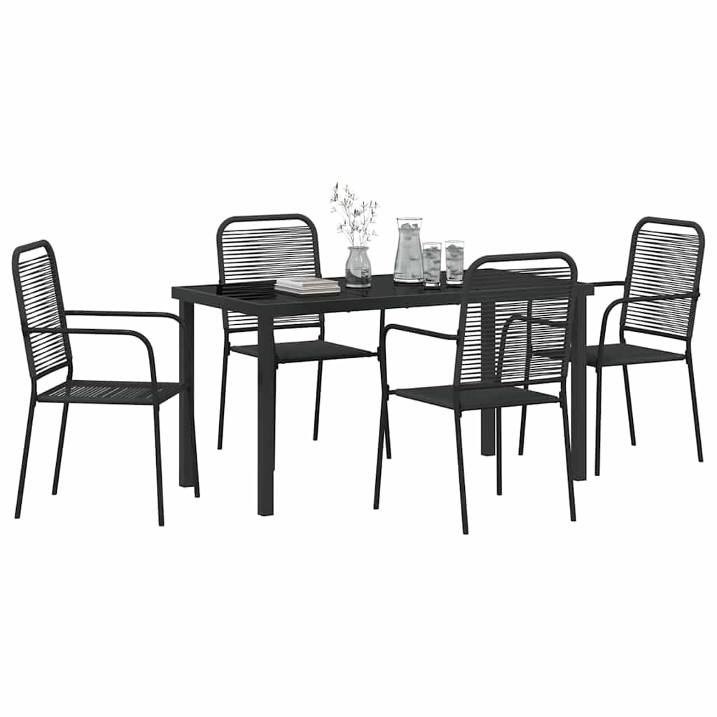 Set da Pranzo per Giardino 5 pcs Nero - homemem39