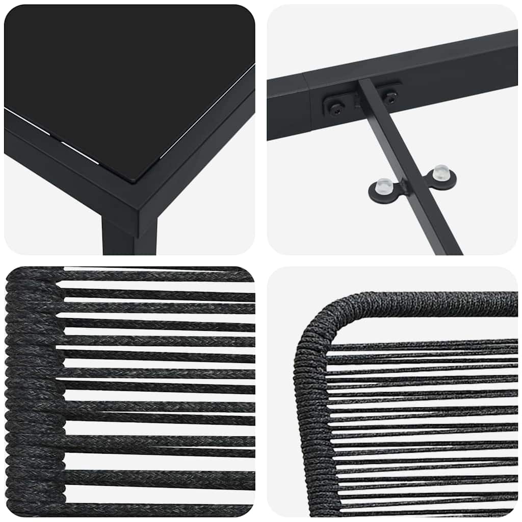 Set da Pranzo per Giardino 7 pcs Nero - homemem39