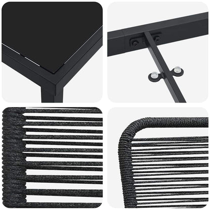 Set da Pranzo per Giardino 7 pcs Nero - homemem39