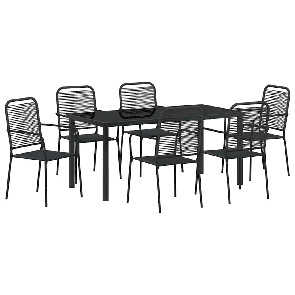 Set da Pranzo per Giardino 7 pcs Nero - homemem39