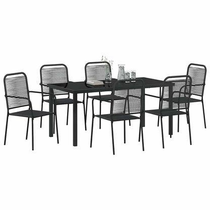 Set da Pranzo per Giardino 7 pcs Nero - homemem39