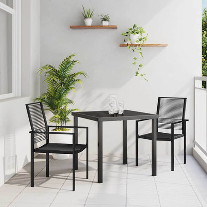 Set da Pranzo per Giardino 3 pcs Nero Rattan in PVC - homemem39