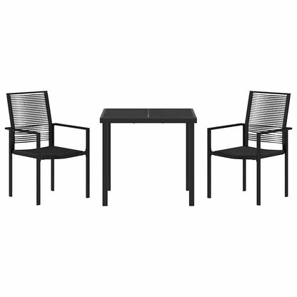 Set da Pranzo per Giardino 3 pcs Nero Rattan in PVC - homemem39