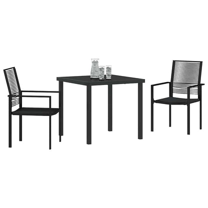 Set da Pranzo per Giardino 3 pcs Nero Rattan in PVC - homemem39
