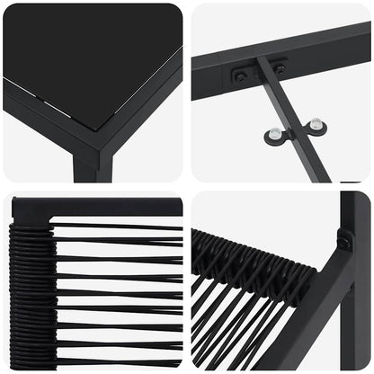 Set da Pranzo per Giardino 5 pcs Nero Rattan in PVC - homemem39