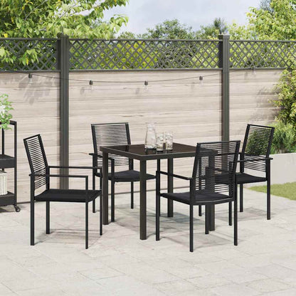 Set da Pranzo per Giardino 5 pcs Nero Rattan in PVC - homemem39