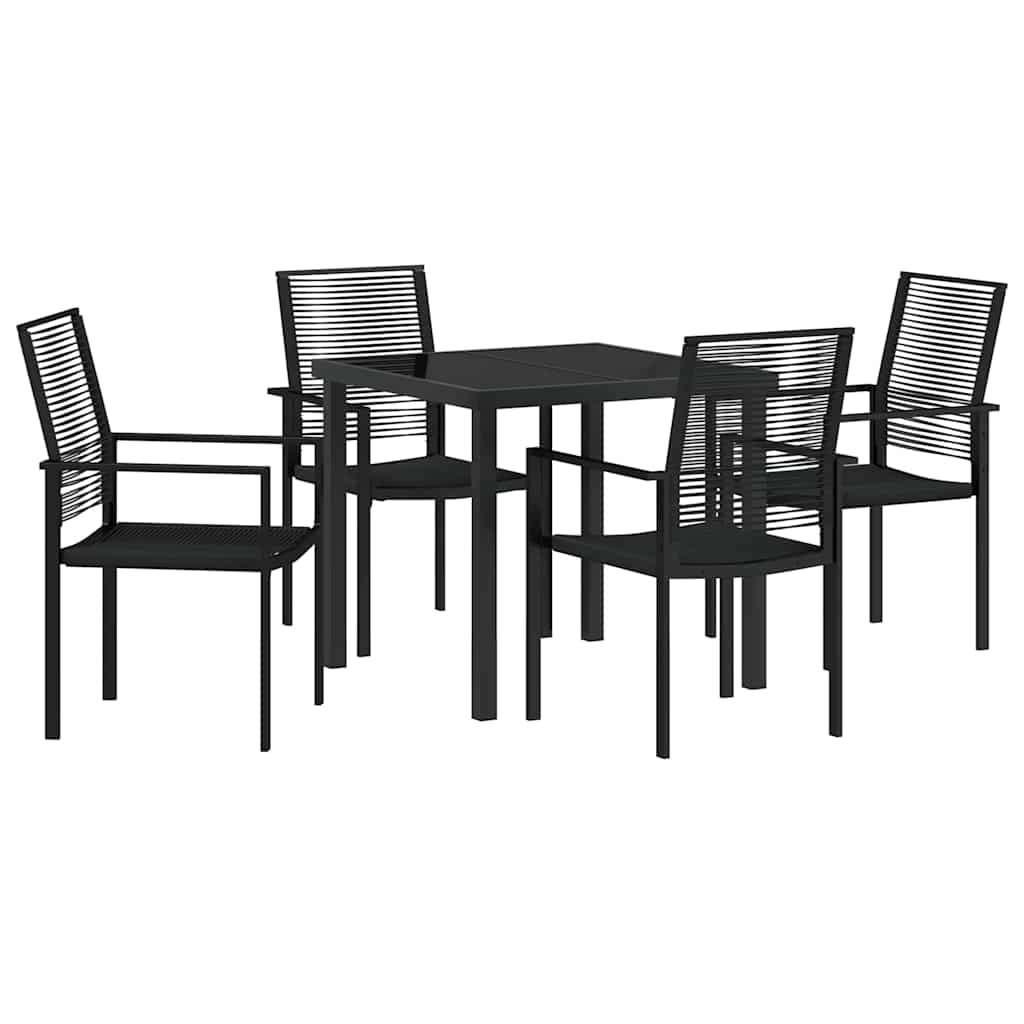 Set da Pranzo per Giardino 5 pcs Nero Rattan in PVC - homemem39