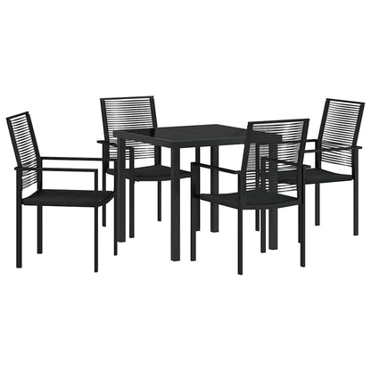 Set da Pranzo per Giardino 5 pcs Nero Rattan in PVC - homemem39
