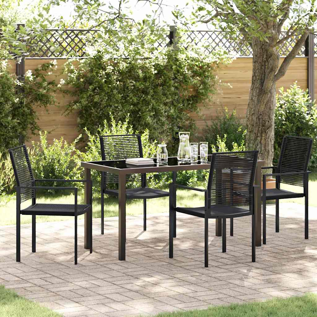 Set da Pranzo per Giardino 5 pcs Nero Rattan in PVC - homemem39